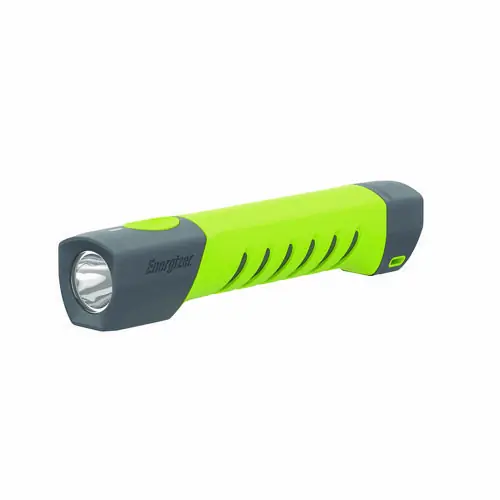 Energizer® Pro Series Hybrid Handheld Flashlight, Rechargeable Lithium Ion & 2 AA Batteries Included, Gray/Green