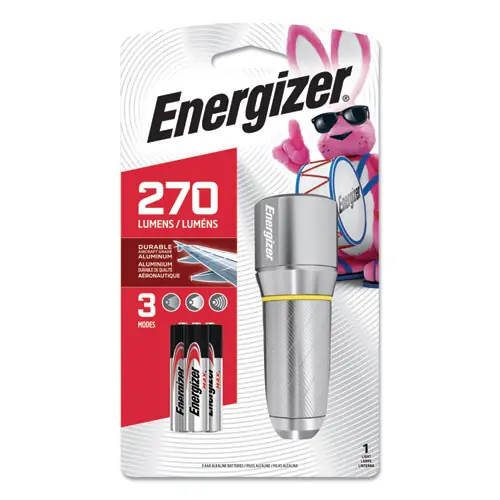 Energizer® Vision HD LED Flashlight, Silver, Includes 3 AAA Batteries