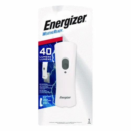 Energizer® Weather Ready LED Flashlight, 1 NiMH Rechargeable Battery (Included), Silver/Gray