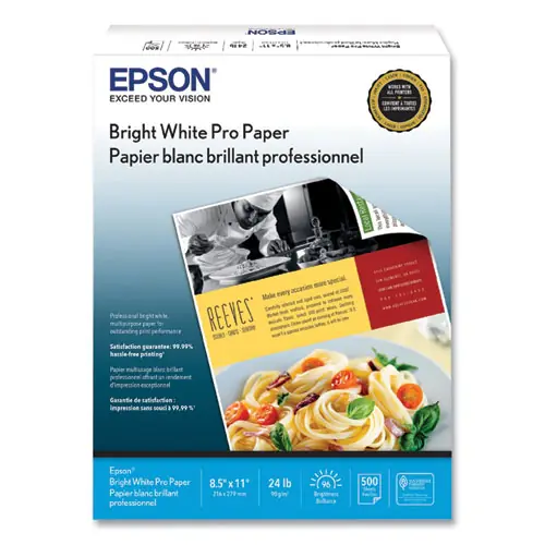 Epson® Bright White Pro Paper, 96 Bright, 24 lb Bond, 8.5 x 11, White, 500/Pack
