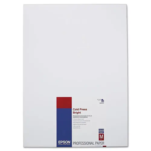 Epson® Cold Press Bright Fine Art Paper, Textured Matte, Bright White, 13" x 19", 25 Sheets