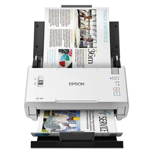 Epson® DS-410 Document Scanner, 600 dpi Optical Resolution, 50-Sheet Duplex Auto Document Feeder