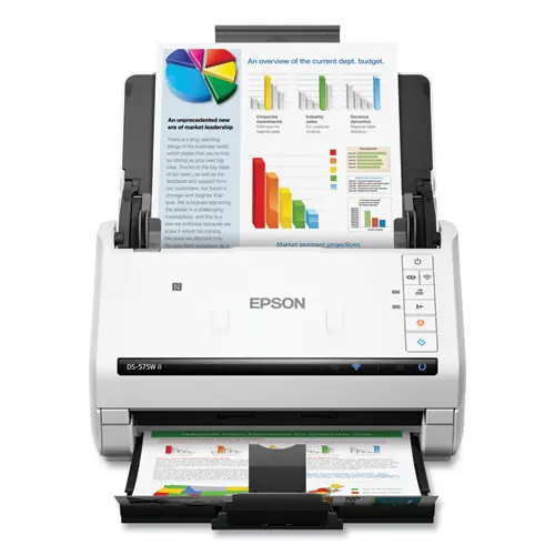 Epson® DS-575W II Wireless Color Duplex Document Scanner, 600 dpi, 50-Sheet Auto Feeder