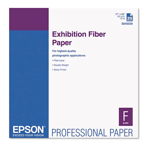 Epson® Exhibition Fiber Paper, 17 x 22, White, 25 Sheets