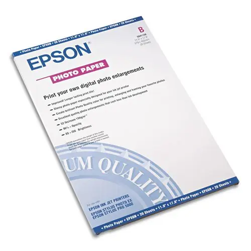 Epson® Glossy Photo Paper, 11 x 17, Glossy White, 20 Sheets