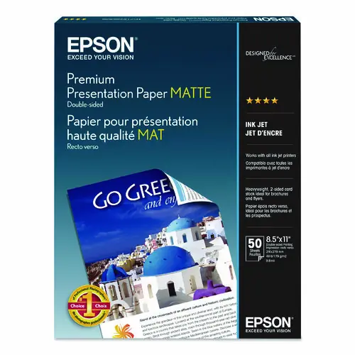 Epson® Premium Matte Presentation Paper, Matte Bright White, 13 x 19, 50 Sheets