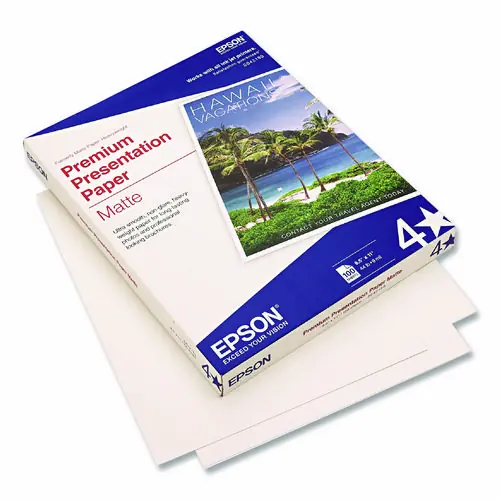 Epson® Premium Matte Presentation Paper, 9 mil, 8.5 x 11, Matte Bright White, 100/Pack