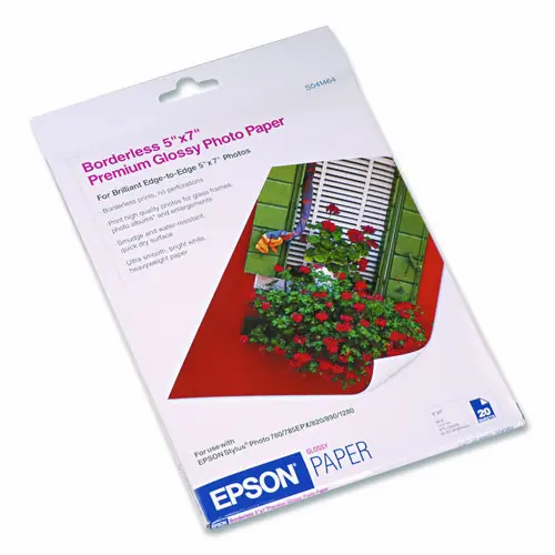 Epson® Premium Photo Paper, High-Gloss, 5 x 7, 10.4 mil, 20/Pack