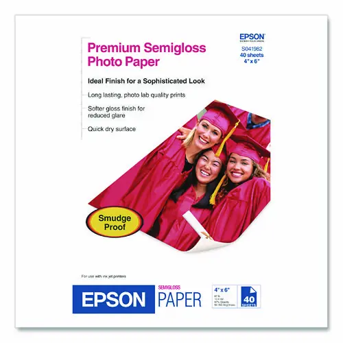 Epson® Premium Semigloss Photo Paper, 4 x 6, Semi-Gloss White, 40/Pack