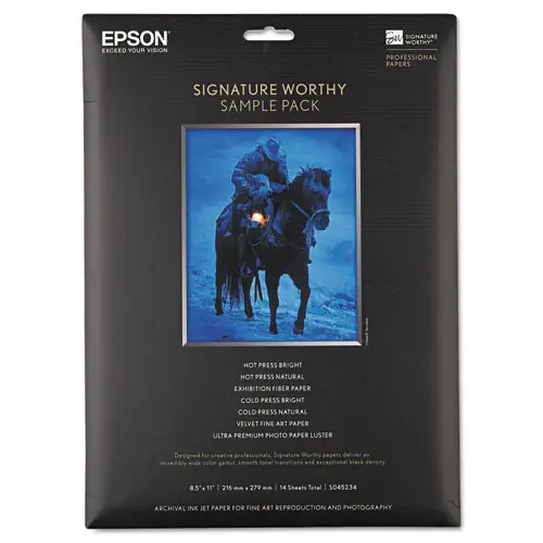 Epson® Signature Worthy Paper Sample Pack, 8.5" x 11", Assorted, 14 Sheets