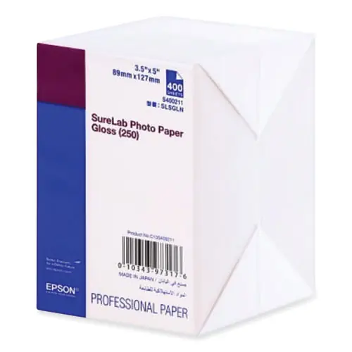 Epson® SureLab Photo Paper, 3.5" x 5", Glossy, White, 400 Sheets/Pack