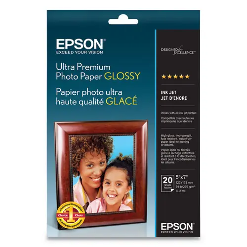 Epson® Ultra Premium Photo Paper Glossy, 5 x 7, 20/Pack