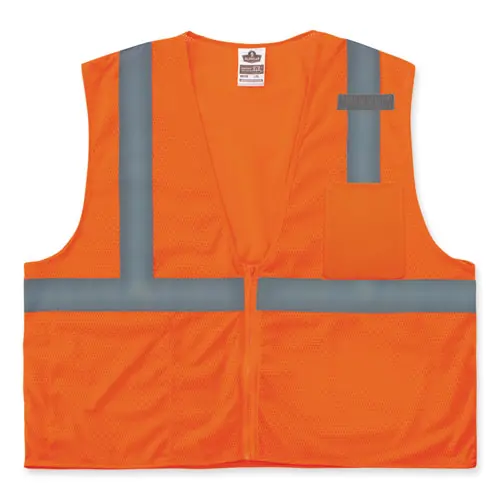 ergodyne® GloWear 8210Z Class 2 Economy Mesh Vest, Polyester, Orange, 2X-Large/3X-Large