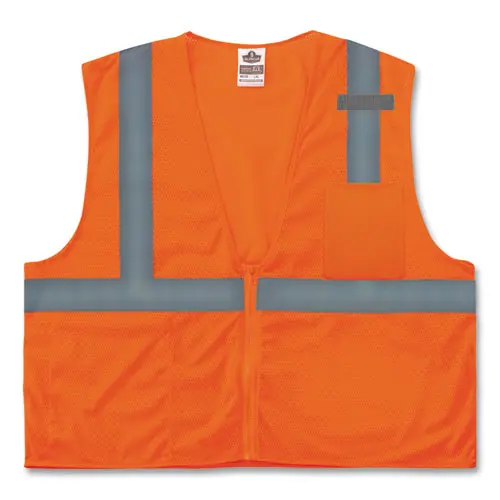 ergodyne® GloWear 8210Z Class 2 Economy Mesh Safety Vest, Polyester, Orange, 4X-Large/5X-Large