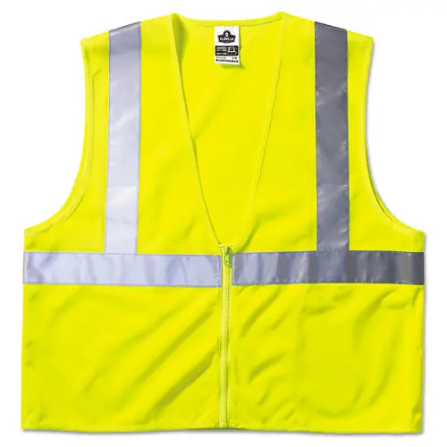 ergodyne® GloWear 8210Z Class 2 Economy Vest, Polyester Mesh, Large to X-Large, Lime