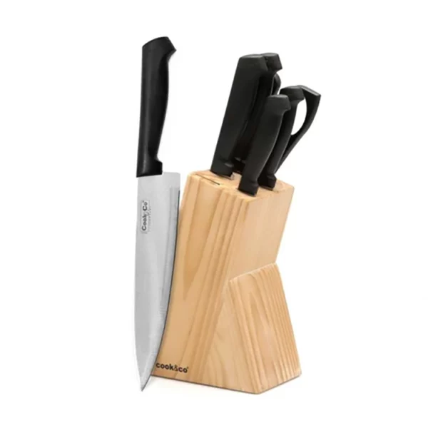 Ergonomic 7pc Cutlery Set with Block