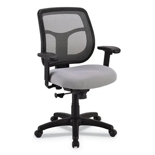 Eurotech Apollo Mid-Back Mesh Chair, Silver, Adjustable Height 18.1" - 21.7", Black Base