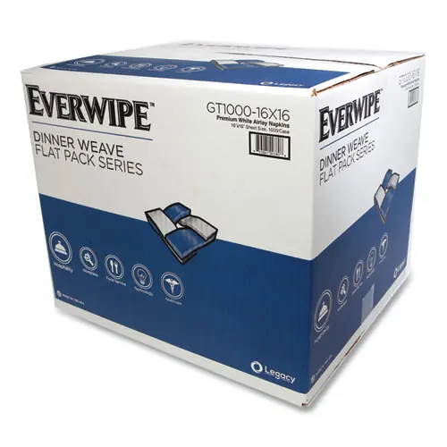 Everwipe™ Premium Linen-Like 2-Ply Guest Towel Napkins, White, 16" x 16", 1000/Carton