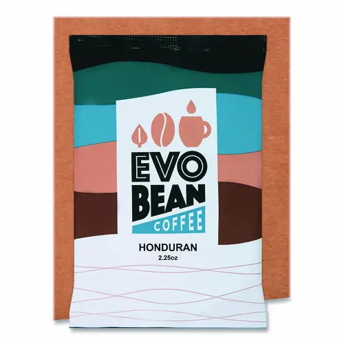 EVO Bean Coffee Ground Fraction Packs, Honduran, 2.25 oz, 24/Carton