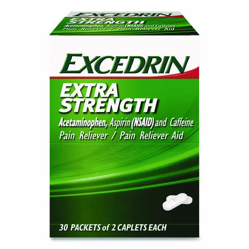Excedrin® X-Strength Caplets, 2 Caplets per Packet, 30 Packets per Box