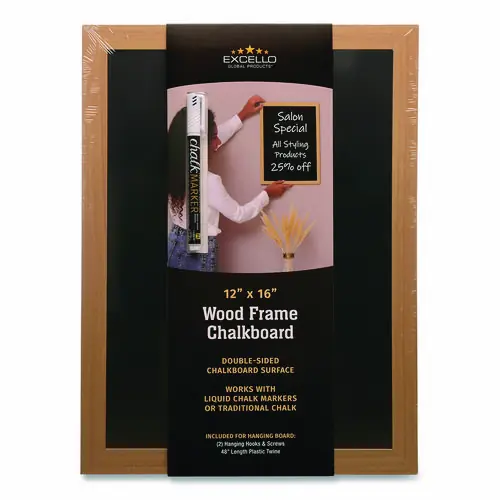 Excello Global Products® Chalkboard Sign, Black Surface, Brown Frame, 12 x 16