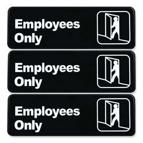 Excello Global Products® Employees Only Indoor/Outdoor Wall Sign, 3/Pack