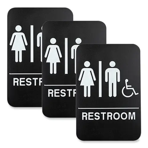 Excello Global Products® Indoor/Outdoor Restroom Sign with Braille Text