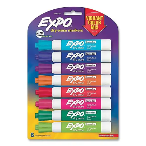EXPO® Dry Erase Marker, Broad Chisel Tip, Assorted Colors, 8/Pack