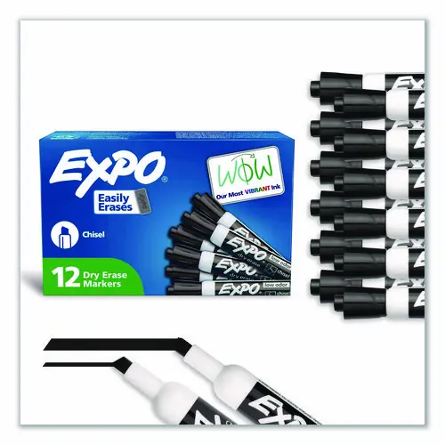EXPO® Low-Odor Dry-Erase Marker, Broad Chisel Tip, Black, Dozen