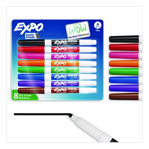 EXPO® Low-Odor Dry-Erase Marker, Fine Bullet Tip, Assorted Colors, 8/Set