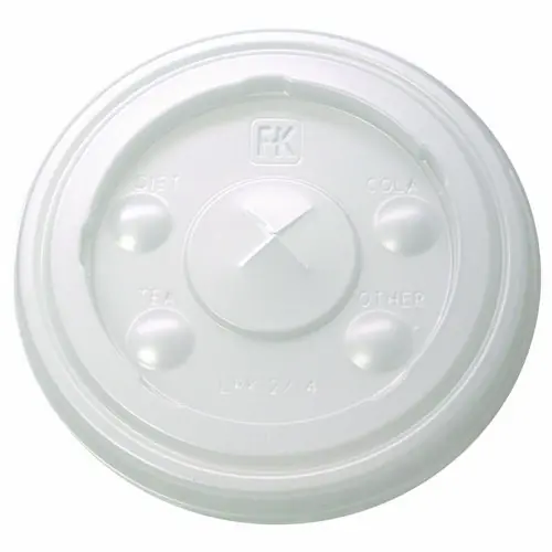 Fabri-Kal® Kal-Clear/Nexclear Drink Cup Lids, Flat, X-Style Straw Slot, Fits 12 oz to 14 oz Cold Cups, Plastic, Translucent, 1,000/CT