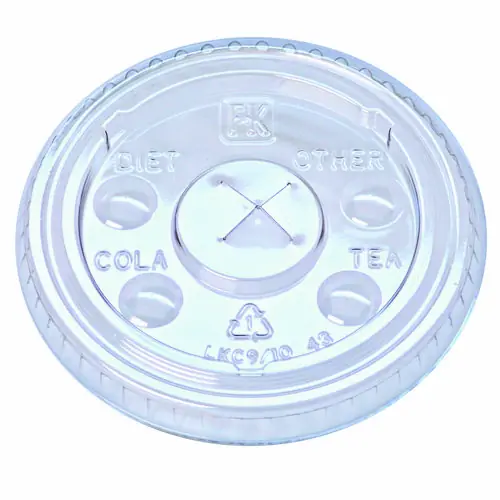 Fabri-Kal® Kal-Clear/Nexclear Drink Cup Lids, X-Style Straw Slot/Flavor Buttons, Fits 9 oz to 10 oz Cold Cups, Plastic, Clear, 2,500/CT