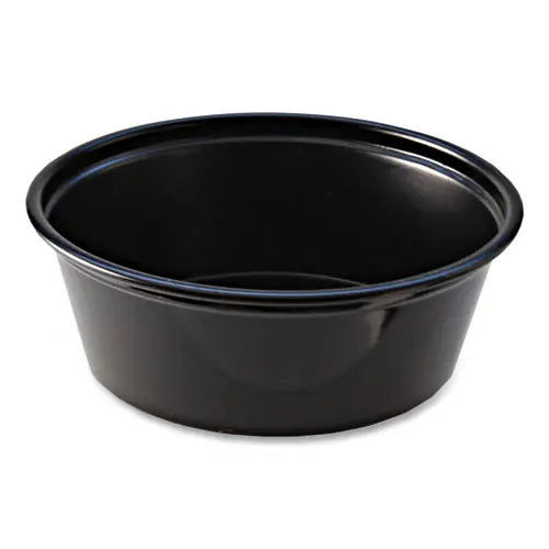 Fabri-Kal® Portion Cups, 1.5 oz, Squat, Plastic, Black, 250/Sleeve, 10 Sleeves/Carton