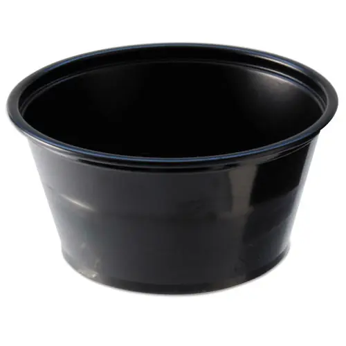 Fabri-Kal® Portion Cups, 2 oz, Plastic, Black, 250/Sleeve, 10 Sleeves/Carton