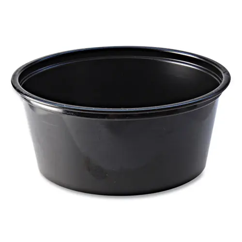 Fabri-Kal® Portion Cups, 3.25 oz, Plastic, Black, 125/Sleeve, 20 Sleeves/Carton