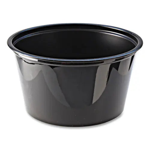 Fabri-Kal® Portion Cups, 4 oz, Plastic, Black, 125/Sleeve, 20 Sleeves/Carton