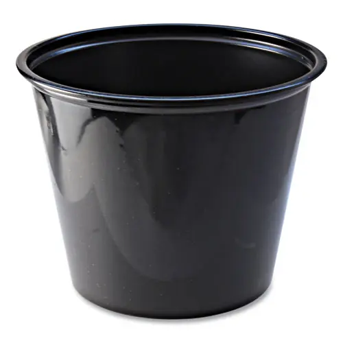 Fabri-Kal® Portion Cups, 5.5 oz, Plastic, Black, 125/Sleeve, 20 Sleeves/Carton