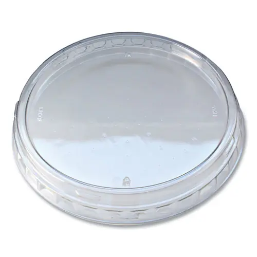 Fabri-Kal® Recycleware Round Deli Container Lids, Flat Outer Fit, Clear, Plastic, 500/Carton