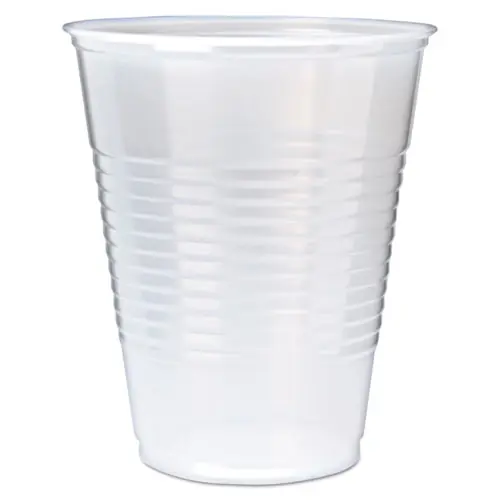 Fabri-Kal® RK Ribbed Cold Drink Cups, 12 oz, Plastic, Translucent, 50/Sleeve, 20 Sleeves/Carton