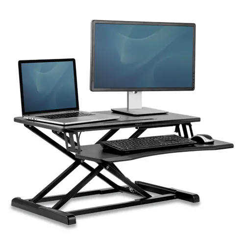 Fellowes® Corsivo Sit-Stand Workstation, Black, 31.5"W x 24.25"D x 16"H