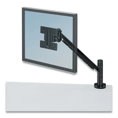 Fellowes® Designer Suites Flat Panel Monitor Arm, Black, Supports up to 20 lb, 180° Rotation, 45° Tilt, 360° Pan