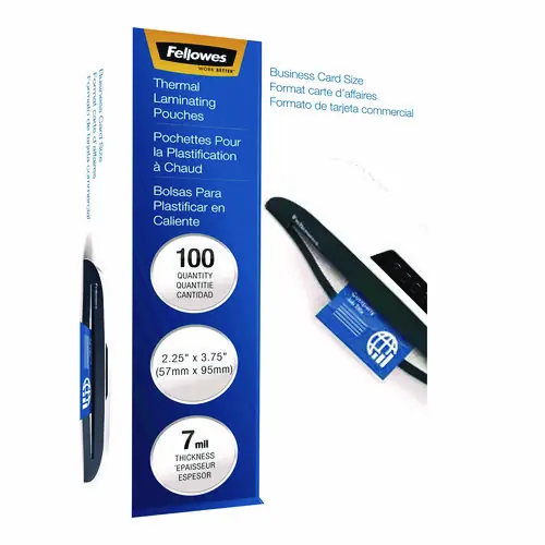 Fellowes® Laminating Pouches, 7 mil, 3.75" x 2.25", Clear Gloss, 100/Pack