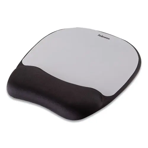 Fellowes® Memory Foam Mouse Pad with Wrist Rest, Black/Silver