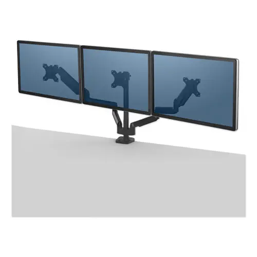 Fellowes® Platinum Series Triple Monitor Arm, 360° Rotation, +85°/-20° Tilt, 360° Pan, Black