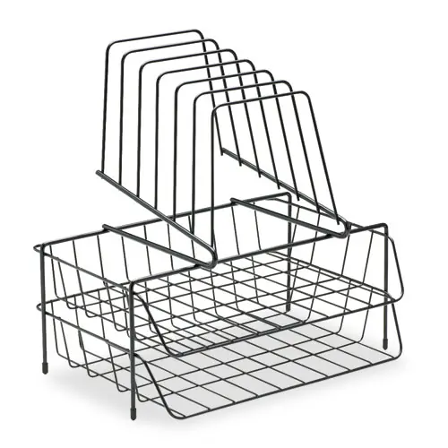 Fellowes® Wire Double Tray with Step File Sorter, 8 Sections, Black