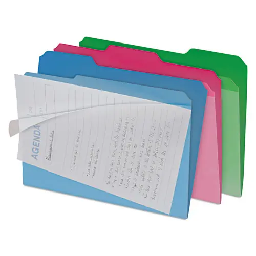 find It™ Clear View Interior File Folders, 1/3-Cut Tabs, Letter Size, Assorted Colors, 6/Pack