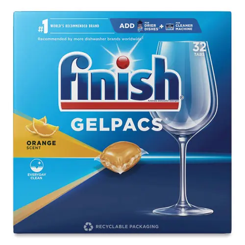 FINISH® Dish Detergent Gelpacs, Orange Scent, 32/Box