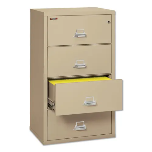 FireKing® Insulated Lateral File, 4 Legal/Letter-Size File Drawers, Parchment