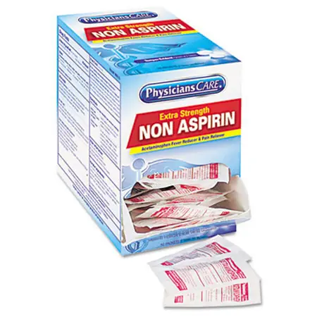 First Aid Extra-Strength Acetaminophen Tablets, 50 Packets of 2 Tablets