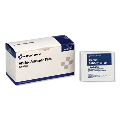 First Aid Only™ Alcohol Cleansing Pads, Dispenser Box, 100/Box